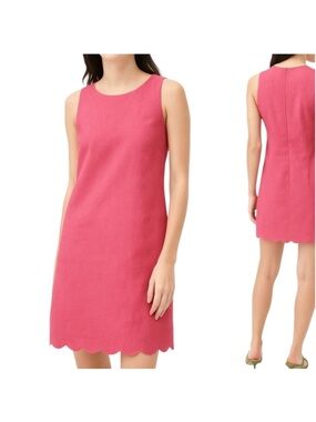 J. Crew Scalloped Linen Blend Shift Dress